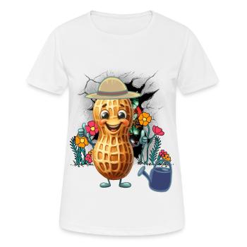 Nature, Amoureux de la Nature, Cacahuète, Fleurs, Fleur, Noix - T-shirt respirant Femme - blanc - Devant - AI Model Female 172 dark (172cm)
