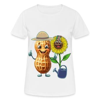 Drôle de cacahuète jardinier fleurs arrosage enfant - T-shirt respirant Femme - blanc - Devant - AI Model Female 172 dark (172cm)