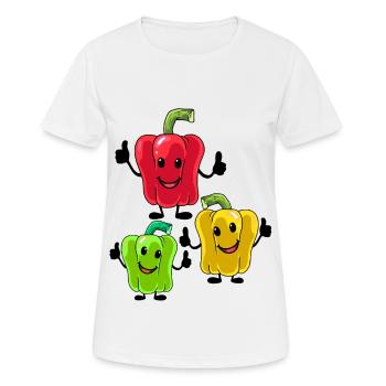 Paprika Gemüse Vegetarisch - Frauen T-Shirt atmungsaktiv - Weiß - Vorne - AI Model Female 172 dark (172cm)