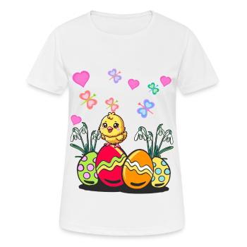 Ostern Osterfest Frühling Küken Ostereier - Frauen T-Shirt atmungsaktiv - Weiß - Vorne - AI Model Female 172 dark (172cm)