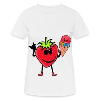Erdbeerer Erdbeere Eis Eiscrem Eiskrem Kinder - Frauen T-Shirt atmungsaktiv - Weiß - Vorne - AI Model Female 172 dark (172cm)