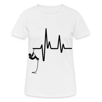 Kletterer beim abseilen mit Herzschlag - Frauen T-Shirt atmungsaktiv - Weiß - Vorne - AI Model Female 172 dark (172cm)