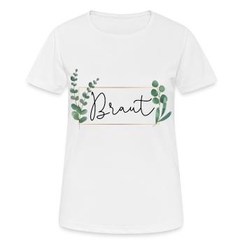 Greenery Eukalyptus Rahmen - Braut - Frauen T-Shirt atmungsaktiv - Weiß - Vorne - AI Model Female 172 dark (172cm)