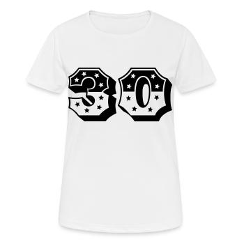 Zahl 30 - 30. Geburtstag - 30er Jahre Retro - Frauen T-Shirt atmungsaktiv - Weiß - Vorne - AI Model Female 172 dark (172cm)