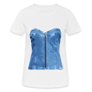 corsage,jeanscorsage,jeans,frau,blau - Frauen T-Shirt atmungsaktiv - Weiß - Vorne - AI Model Female 172 dark (172cm)