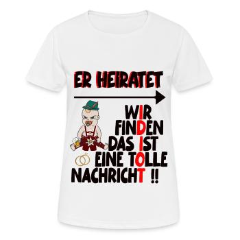 poltern Er heiratet - Frauen T-Shirt atmungsaktiv - Weiß - Vorne - AI Model Female 172 dark (172cm)