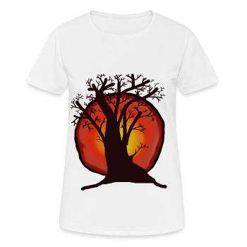 Arbre, Soleil, Coucher De Soleil, Rayons De Soleil, Forêt - T-shirt respirant Femme - blanc - Devant - AI Model Female 172 dark (172cm)