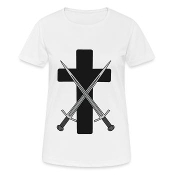Dark Cross Médiéval Épées Guerrier Combattant - T-shirt respirant Femme - blanc - Devant - AI Model Female 172 dark (172cm)