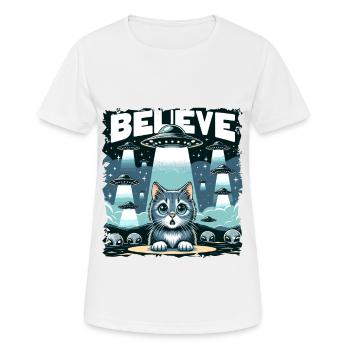 Drôle Alien Alien Croire - T-shirt respirant Femme - blanc - Devant - AI Model Female 172 dark (172cm)