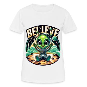 Drôle Alien Alien Croire - T-shirt respirant Femme - blanc - Devant - AI Model Female 172 dark (172cm)