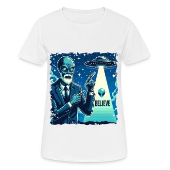 Drôle Alien Alien Croire - T-shirt respirant Femme - blanc - Devant - AI Model Female 172 dark (172cm)