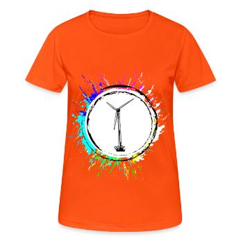 Wind Turbine Silhouette Energy - Women's Breathable T-Shirt - neon orange - Front - AI Model Female 172 dark (172cm)