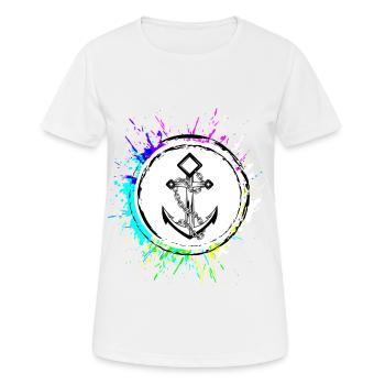 Anker Hafen Symbol - Frauen T-Shirt atmungsaktiv - Weiß - Vorne - AI Model Female 172 dark (172cm)