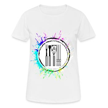 Grillzange Grillen Symbol Besteck - Frauen T-Shirt atmungsaktiv - Weiß - Vorne - AI Model Female 172 dark (172cm)