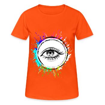 Symbole des yeux cils - T-shirt respirant Femme - orange néon - Devant - AI Model Female 172 dark (172cm)