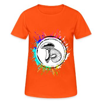 Icône de champignons - T-shirt respirant Femme - orange néon - Devant - AI Model Female 172 dark (172cm)