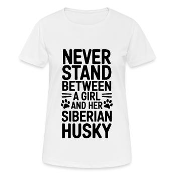 Husky sibérien disant Huskies de Sibérie cadeau - T-shirt respirant Femme - blanc - Devant - AI Model Female 172 dark (172cm)
