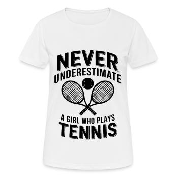 Tennis Saying Girl Funny Tennis Gift - Women's Breathable T-Shirt - white - Front - AI Model Female 172 dark (172cm)