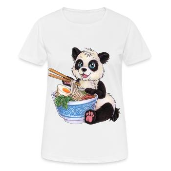 Niedlicher Großer Panda mit Ramen Nudeln Geschenk - Frauen T-Shirt atmungsaktiv - Weiß - Vorne - AI Model Female 172 dark (172cm)