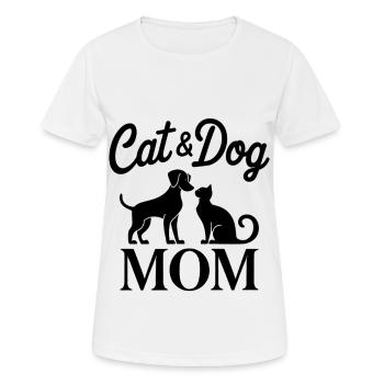 Cat and Dog Saying Funny Pet Gift - Women's Breathable T-Shirt - white - Front - AI Model Female 172 dark (172cm)