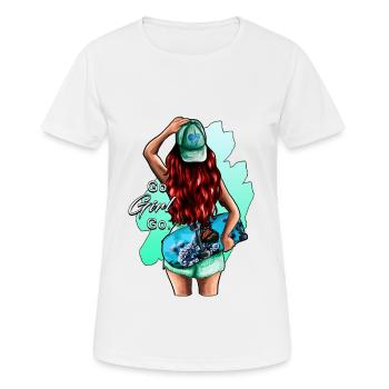 SkateR Girl - redhead - Women's Breathable T-Shirt - white - Front - AI Model Female 172 dark (172cm)