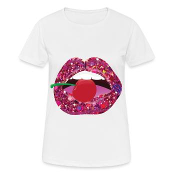 Embrasse-moi sur la cerise - T-shirt respirant Femme - blanc - Devant - AI Model Female 172 dark (172cm)