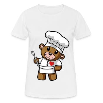 Chef Koch mit Herz Cartoon Hobbykoch Kochkunst - Frauen T-Shirt atmungsaktiv - Weiß - Vorne - AI Model Female 172 dark (172cm)
