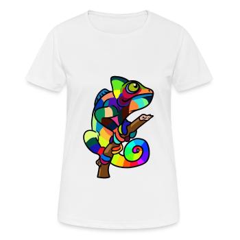 buntes Chamäleon Echse Wildtier Zoologie Baby - Frauen T-Shirt atmungsaktiv - Weiß - Vorne - AI Model Female 172 dark (172cm)