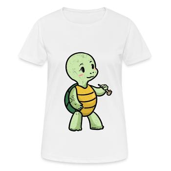 Petite tortue à pipe animaux fantaisie - T-shirt respirant Femme - blanc - Devant - AI Model Female 172 dark (172cm)