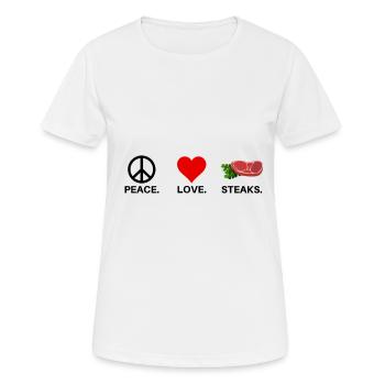 J'adore les steaks viande amour carnivore viande - T-shirt respirant Femme - blanc - Devant - AI Model Female 172 dark (172cm)