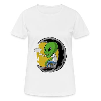Alien Cigarette Smoking Weed Weed - Women's Breathable T-Shirt - white - Front - AI Model Female 172 dark (172cm)