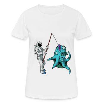 Pêcheur extraterrestre astronaute pêche - T-shirt respirant Femme - blanc - Devant - AI Model Female 172 dark (172cm)