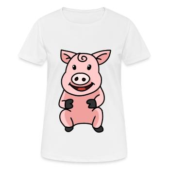 Cochon Truie Cochons Animaux Animal de ferme - T-shirt respirant Femme - blanc - Devant - AI Model Female 172 dark (172cm)