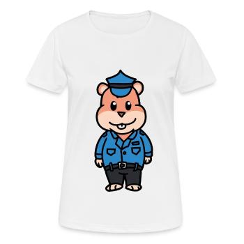 Polizei Hamster Polizist Beruf Kinder Kind Cop Job - Frauen T-Shirt atmungsaktiv - Weiß - Vorne - AI Model Female 172 dark (172cm)