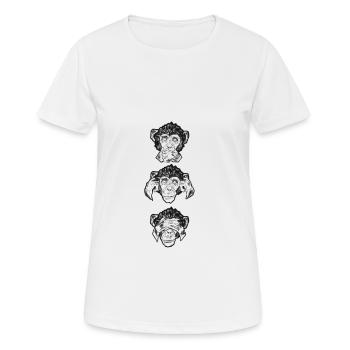 Die drei Affen sprechen hören sehen - Frauen T-Shirt atmungsaktiv - Weiß - Vorne - AI Model Female 172 dark (172cm)