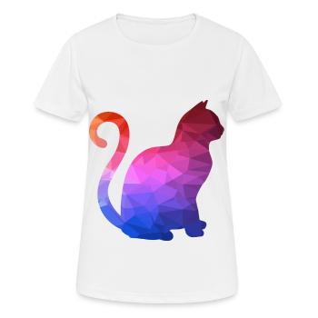 Geometrisches Tier Geometric Animal Katze - Frauen T-Shirt atmungsaktiv - Weiß - Vorne - AI Model Female 172 dark (172cm)