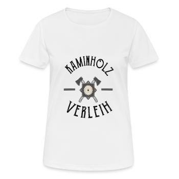 Kaminholz Verleih Feuerholz Vermietung Geschenk - Frauen T-Shirt atmungsaktiv - Weiß - Vorne - AI Model Female 172 dark (172cm)