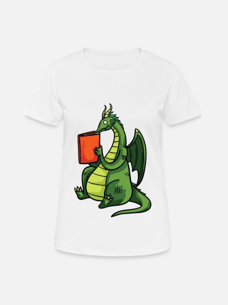 Dragon books book reading bookworm gift - Women's Breathable T-Shirt - white