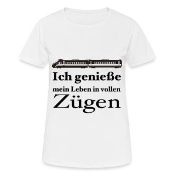 Ich genieße mein Leben in vollen Zügen - Frauen T-Shirt atmungsaktiv - Weiß - Vorne - AI Model Female 172 dark (172cm)