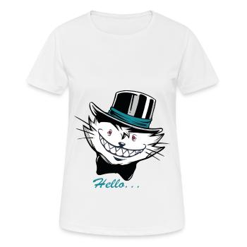 Katze Kater Mieze Samtpfötchen Stubentiger Muschi - Frauen T-Shirt atmungsaktiv - Weiß - Vorne - AI Model Female 172 dark (172cm)