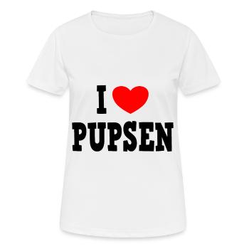 I LOVE PUPSEN - Furzen Blähungen - Frauen T-Shirt atmungsaktiv - Weiß - Vorne - AI Model Female 172 dark (172cm)