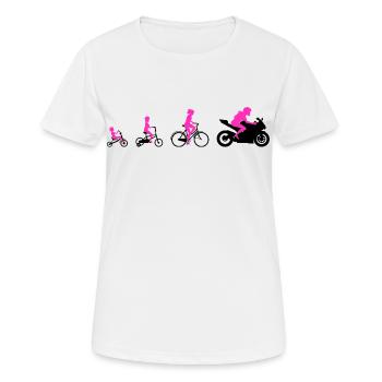 Evolution femme sur moto design super sport - T-shirt respirant Femme - blanc - Devant - AI Model Female 172 dark (172cm)