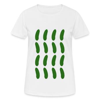 Gurken Muster Geschenk für Gurke & Gurken Fans - Frauen T-Shirt atmungsaktiv - Weiß - Vorne - AI Model Female 172 dark (172cm)