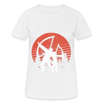 Bogenschießen mit Son Geschenk für Bogenschützen - Frauen T-Shirt atmungsaktiv - Weiß - Vorne - AI Model Female 172 dark (172cm)