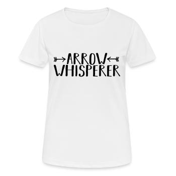 Cadeau d'arc long de tir à l'arc - T-shirt respirant Femme - blanc - Devant - AI Model Female 172 dark (172cm)