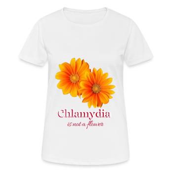 Prévention des MST. La chlamydia n’est pas une fleur. - T-shirt respirant Femme - blanc - Devant - AI Model Female 172 dark (172cm)