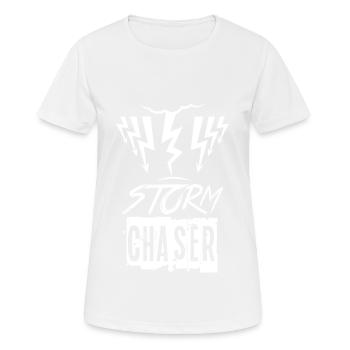 Storm Chaser gift for lightning & thunder friends - Women's Breathable T-Shirt - white - Front - AI Model Female 172 dark (172cm)