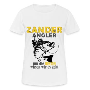 Zander angeln Raubfisch Angler - Frauen T-Shirt atmungsaktiv - Weiß - Vorne - AI Model Female 172 dark (172cm)