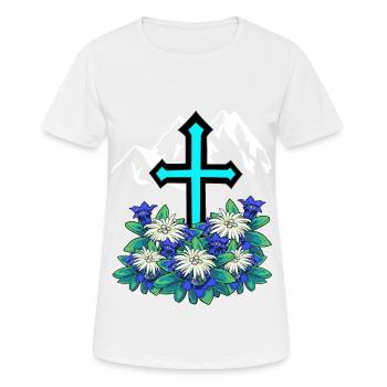 Alpes Montagnes Traversent Gentiane Edelweiss Montagne Nature - T-shirt respirant Femme - blanc - Devant - AI Model Female 172 dark (172cm)