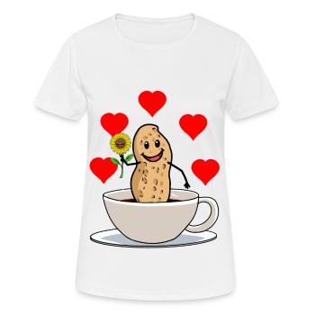 Bonjour tasse de café aux arachides petit déjeuner fleur - T-shirt respirant Femme - blanc - Devant - AI Model Female 172 dark (172cm)